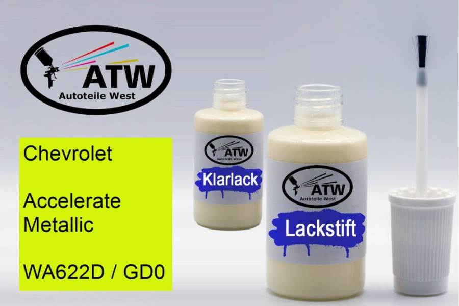 Chevrolet, Accelerate Metallic, WA622D / GD0: 20ml Lackstift + 20ml Klarlack - Set, von ATW Autoteile West.